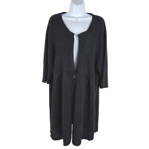 J.Jill Cardigan Sweater Womens 3X Linen Rayon Black Solid One Button CJ-2240